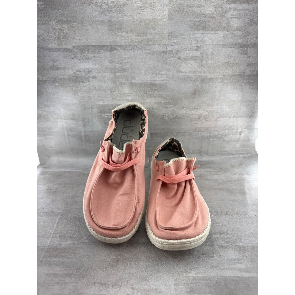 Hey Dude Wendy Guava Pink Canvas Slip On Loafers Women Sz 10 121415506